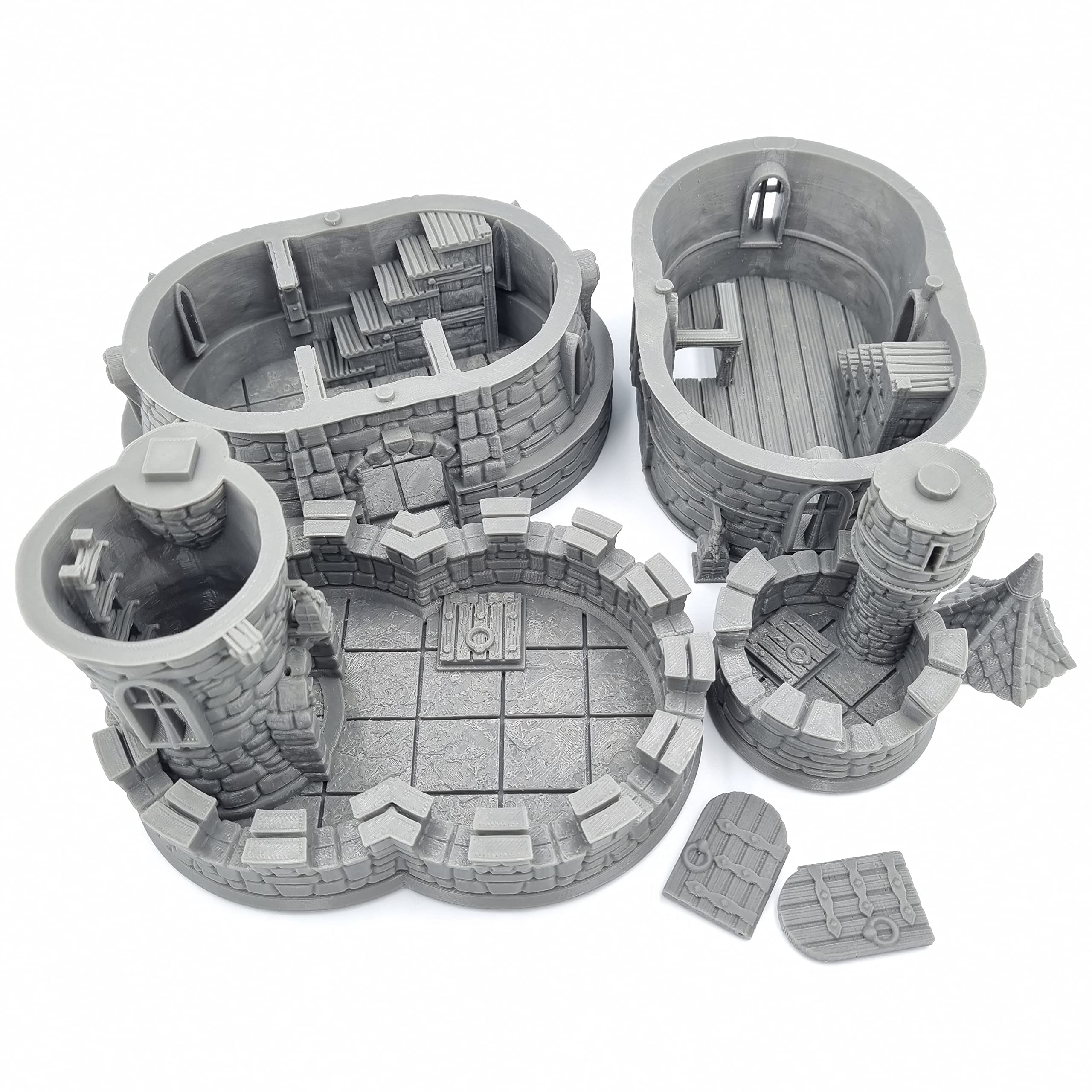 QP3D - Castillo de Barbican Gate House - Paisaje de terreno de fantasía para mesa y RPG 28-32 mm, miniaturas de juego de guerra DnD D&D, impreso en 3D y pintable (clásico)