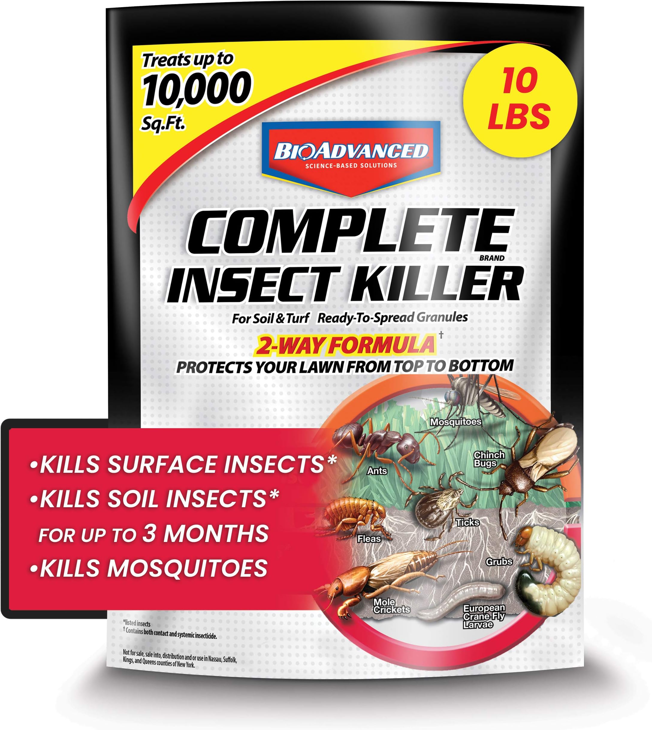 BAYER CROP SCIENCE 700288S Kills Surface Insect Killer for Soil and Turf, 10 lb, Granules