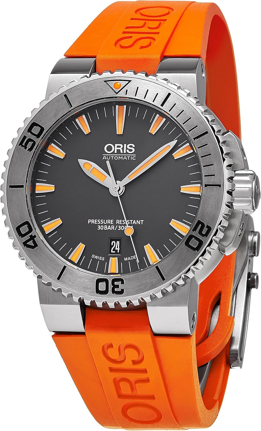 oris aquis date rubber strap
