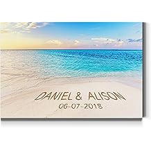 Renditions Gallery Beach Sunrise Personalized with Couple Names & Special Date Canvas Print, Romantic Anniversary or Wedding Gift Idea, Custom Wall Art, Brides & Grooms, 12x18 Inches