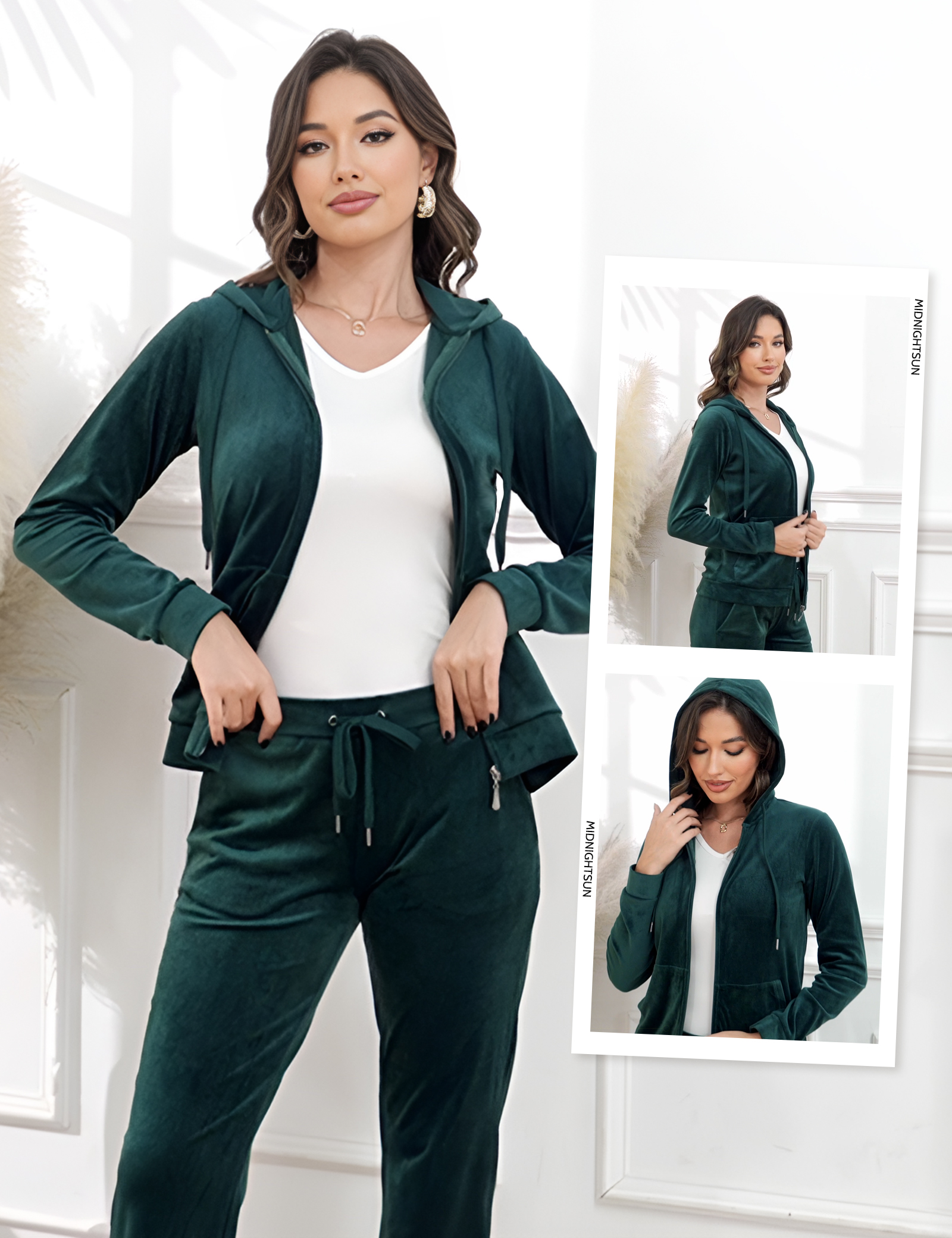 Amazon.com: MIDNIGHTSUN Women's Velour Tracksuit 2 Piece