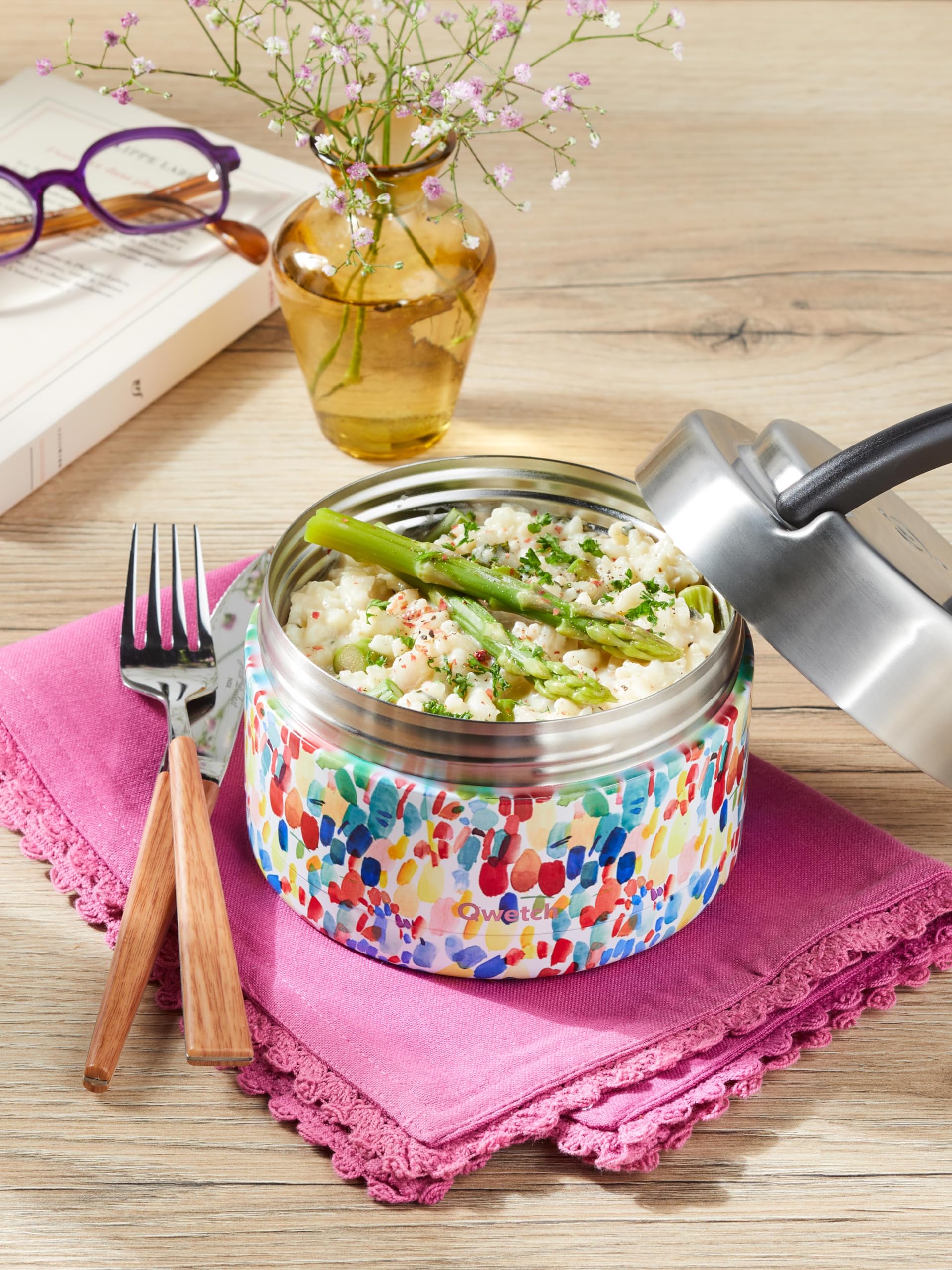 Geïsoleerde lunchbox van roestvrij staal met handvat