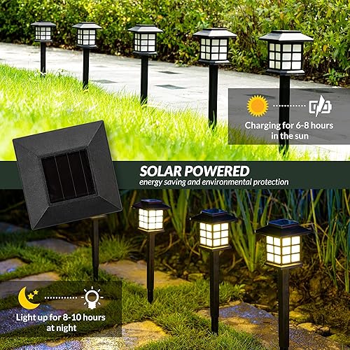 Miniatura 5 de Solpex - Juego de 12 luces solares de exterior para jardín patio paisaje camino y entrada blanco cálido