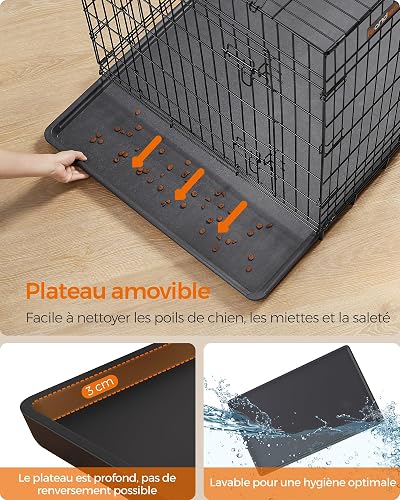 Feandrea Cage pour Chien Pliable avec 2 Portes, 136 x 79 x 87 cm - 6