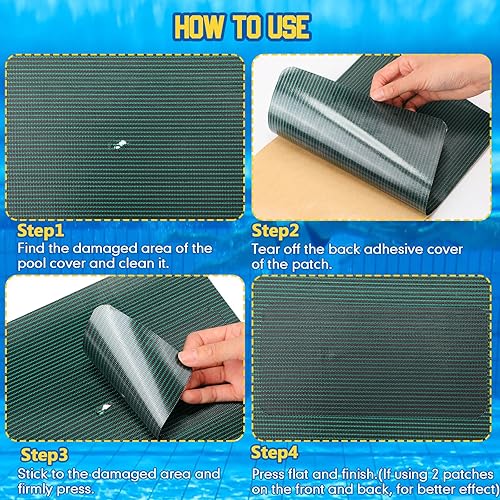 Miniatura 4 de Xuniea Kit de parches de cubierta de seguridad para piscina, 8 x 12 pulgadas y 4 x 8 pulgadas, kit de reparación de parches de cubierta de piscina