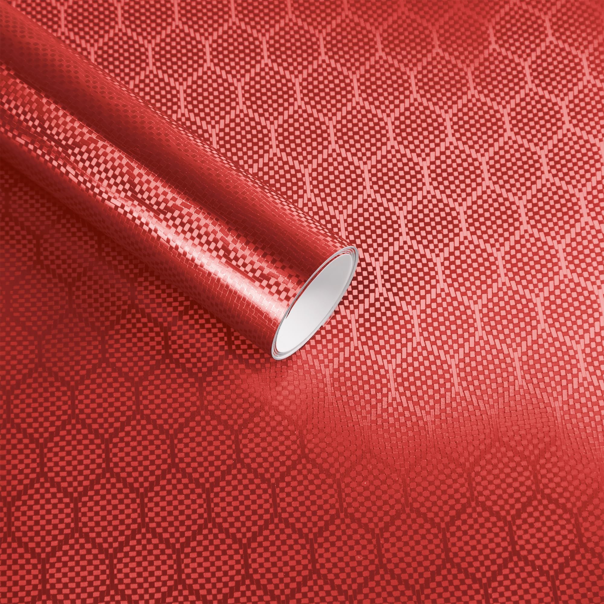 Lypumso Honeycomb Carbon Fiber Vinyl Wrap, Hex Pattern Vinyl Car Wrap with Air Release Technology, Self-Adhesive DIY Auto Exterior Interior Decor Film Sticker (Red, 1ft x 5ft)