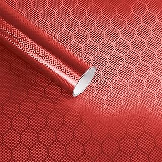 Lypumso Red Honeycomb Hex Pattern Carbon Fiber Vinyl Wrap (1ft x 10ft)
