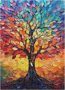 Tree Of Life 1000 Piece Jigsaw Puzzle - Colorful Art Puzzle For Adults With Reference Poster