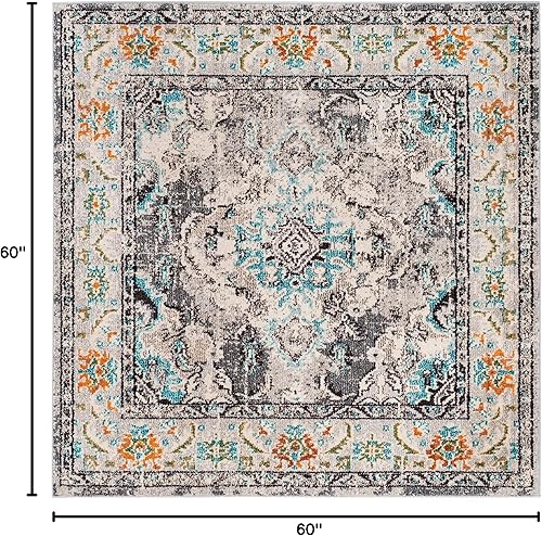 Miniatura 457 de Safavieh Tapete de área grande, colección Monaco, 11 pies x 15 pies, azul marino y celeste, diseño desgastado de medallón, no desprende pelusa