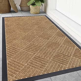 Smiry Front Door Mat Outside Entrance, Heavy Duty Outdoor Indoor Natural Rubber Doormat, Non Slip, Trap Dirt and Moisture, Easy Clean, Low Profile Patio Porch Entryway Mat, 47x32, Coffee
