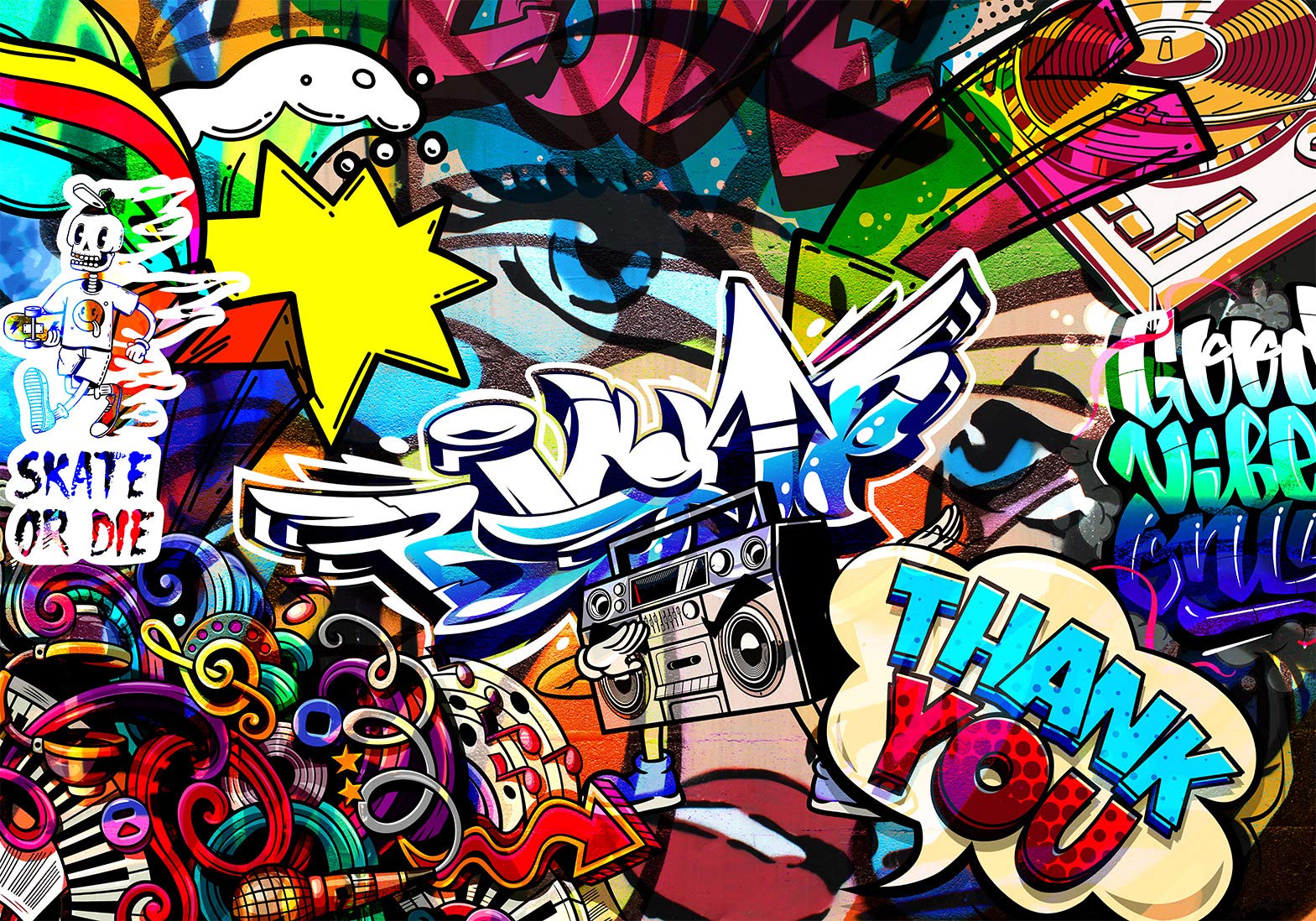 murando - Carta da Parati Adesiva Graffiti 245x175 cm Fotomurali Adesivi Murali Rivestimento Parete Moderna per Pareti Adesiva Muro Decorativo Fotomurale Soggiorno Street art