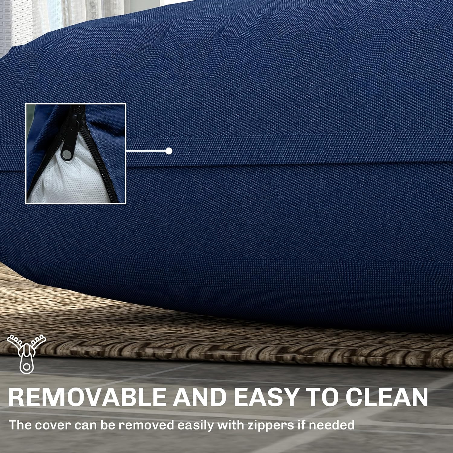 Outsunny 2 Seat Patio Furniture Cushions, 46x26x5 in, Thick Outdoor Loveseat Cushion Set with Removable Cover, Fade-Resistant Replacement Cushions for Outdoor Furniture, Couch, Bench, Swing, Navy Blue