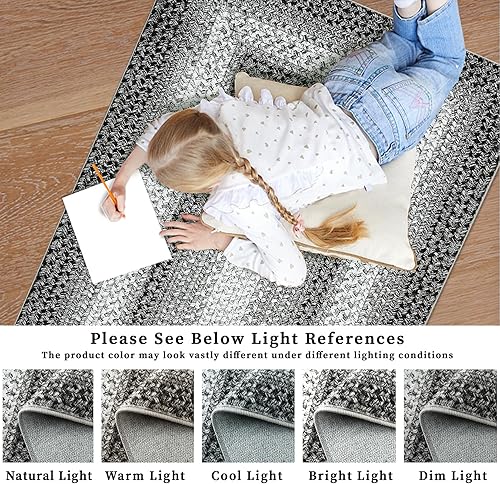 Miniatura 5 de FairOnly Alfombra de área de 4 x 6, lavable a máquina, bohemia y moderna, resistente a las manchas, de pelo bajo, antideslizante, envejecida, para