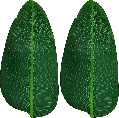 ARTIFIPLANT Hojas de plátano grandes, manteles individuales de hojas, 26 piezas de hojas de plátano artificiales para decoración hawaiana, fiesta
