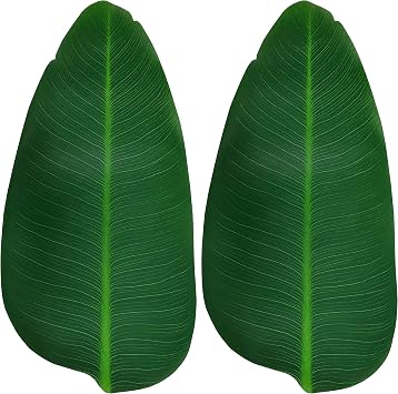 Large Banana Leaves,16 Pcs Leaf Placemats,Artificial Banana Leafs Decoration for Hawaiian Party Jungle Adventure Theme Party Decor Table Runner Centerpieces Placemat 21.4...