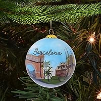 Vista 6 de Adorno navideño de cristal pintado a mano - Barcelona