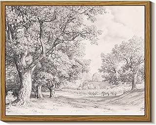 InSimSea Framed Wall Art for Living Room Tree Forest Canvas Art Wall Decor Retro Farmhouse Artwork Watercolor Landscape Picture Prints Rustic Gallery Boho Vintage Botanical Bedroom Office Decor 8x10In