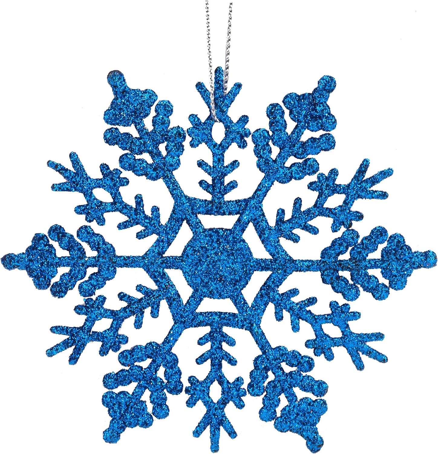 Christmas Concepts® Pack of 12-10cm Glitter Snowflake Hanging Decorations - Christmas Decorations (Royal Blue)