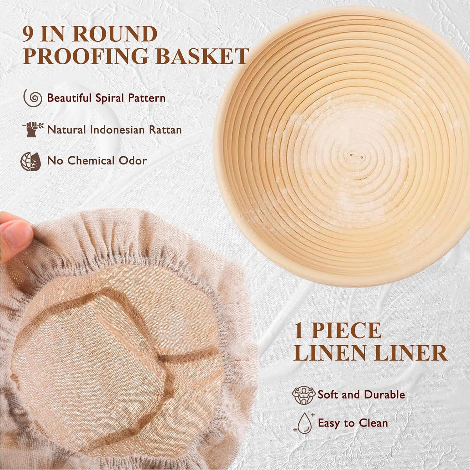Sourdough Bread Baking Supplies Tools,10 Inch Oval & 9 Inch Round Banneton Bread Proofing Basket Set,Bowl Scraper, Silicone Spatula, Baking Mat | Sour Dough Kit & Bread Making Tools - Image 4