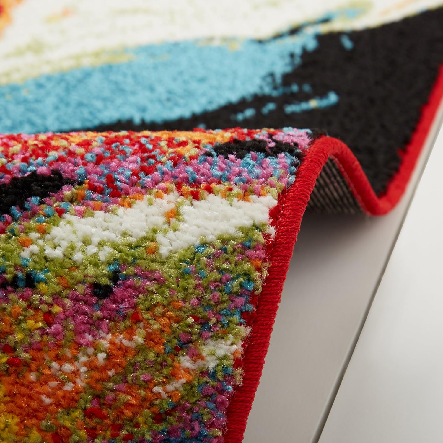 5' x 7' Blue Abstract Washable Synthetic Kids' Rug