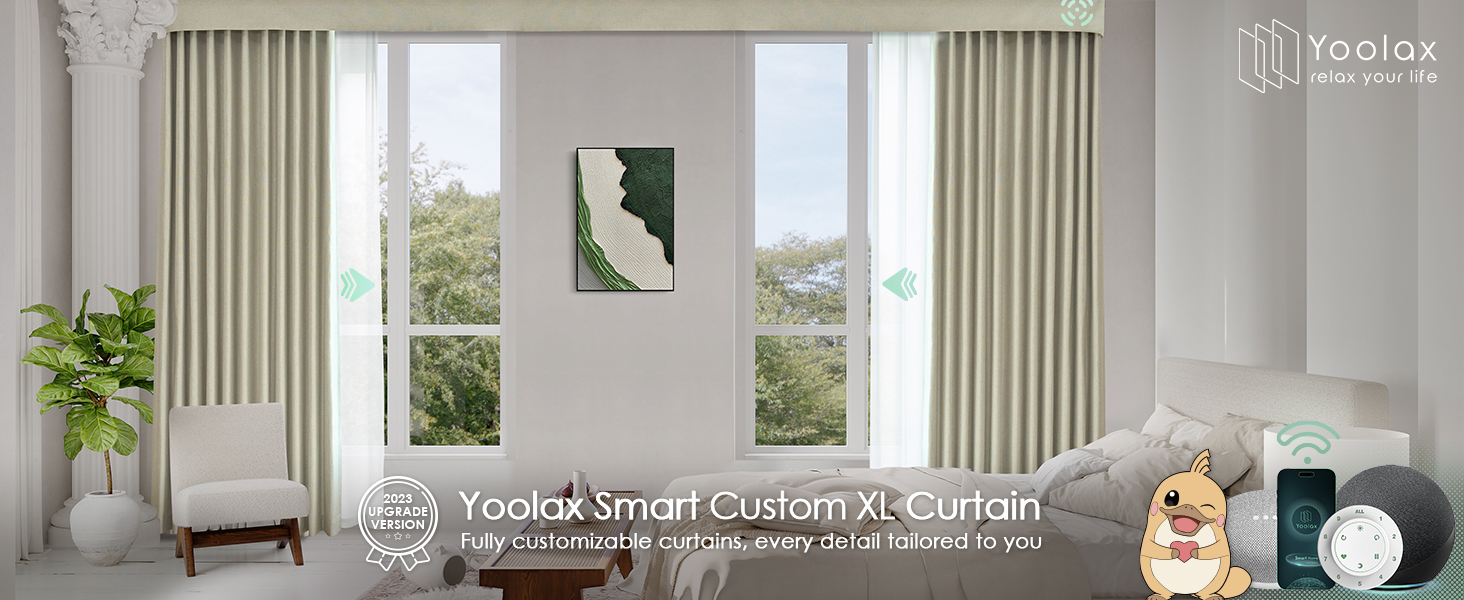 Yoolax Smart Retractable Curtain Compatible with Alexa and Google