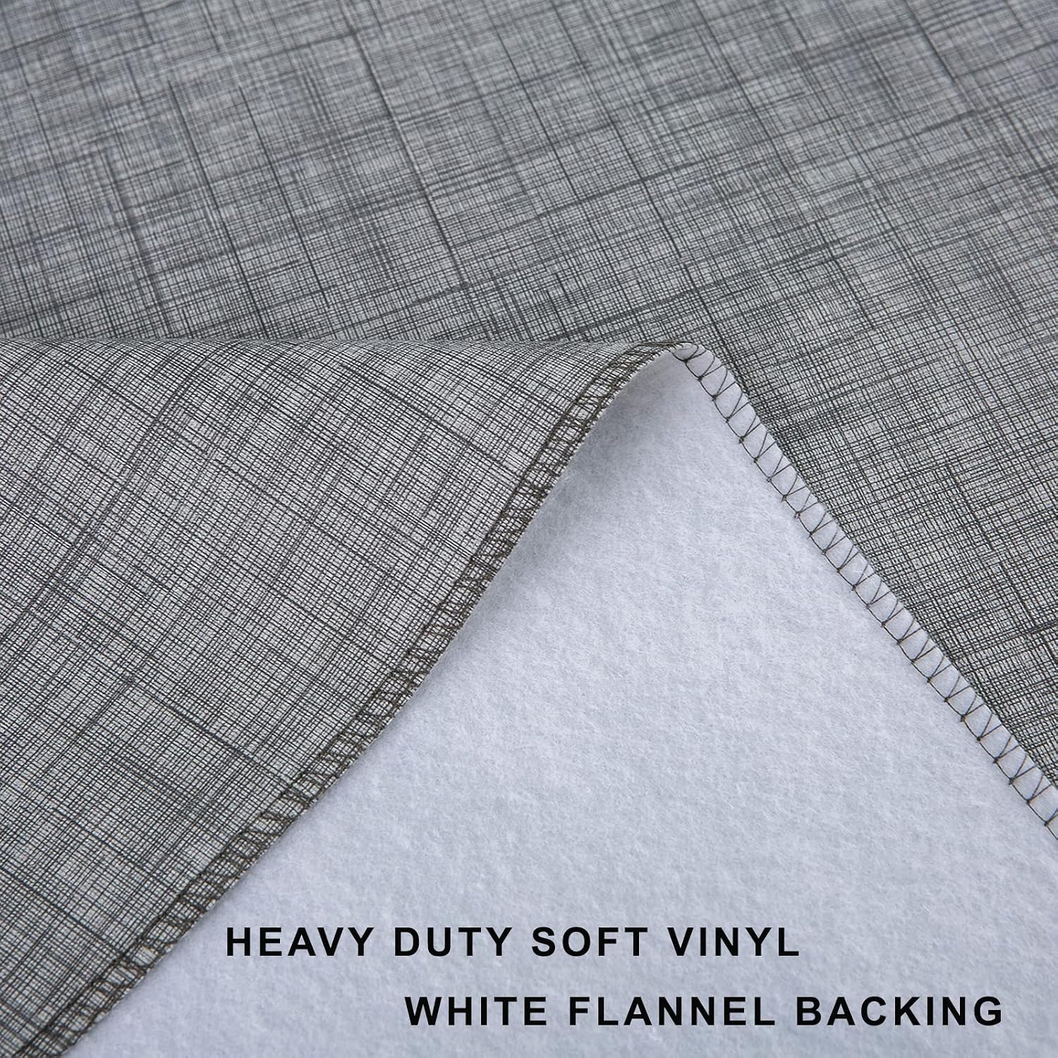 LIBERECOO Vinyl Tablecloth with Flannel Backing, Premium Gray, Waterproof, Stain-Resistant, Easy-Clean Table Cover for Dining, Kitchen, and Outdoor Use, 60" x 84" Rectangle image 2