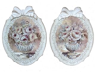 coppia di quadretti floreali su legno 24x30cm