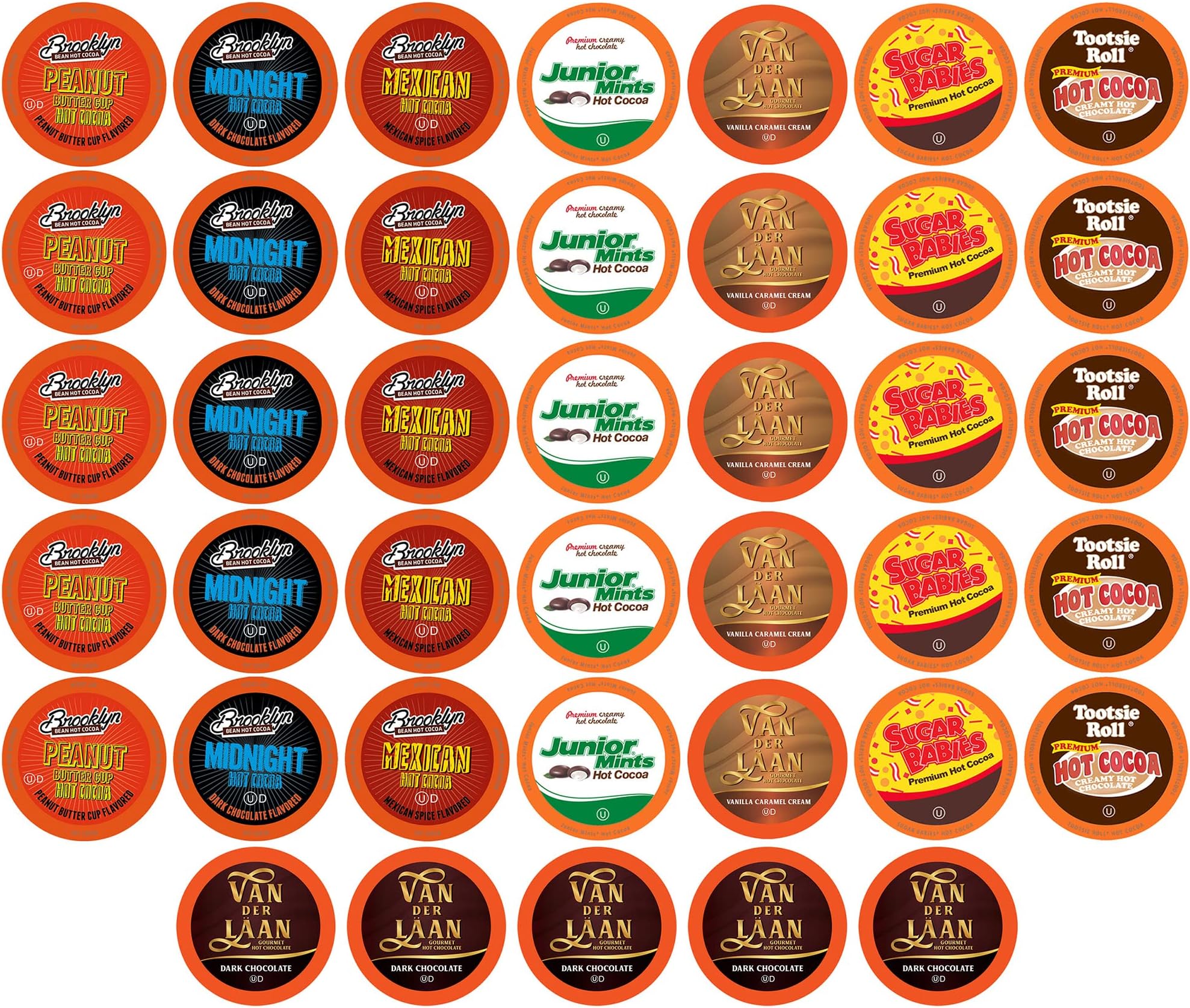 Best of The Best Pods Compatible With 2.0 Keurig K Cup Brewers Variety Sampler Assorted Cocoa 5 Cups Of Each Flavor, Hot Chocolate, 40 Count