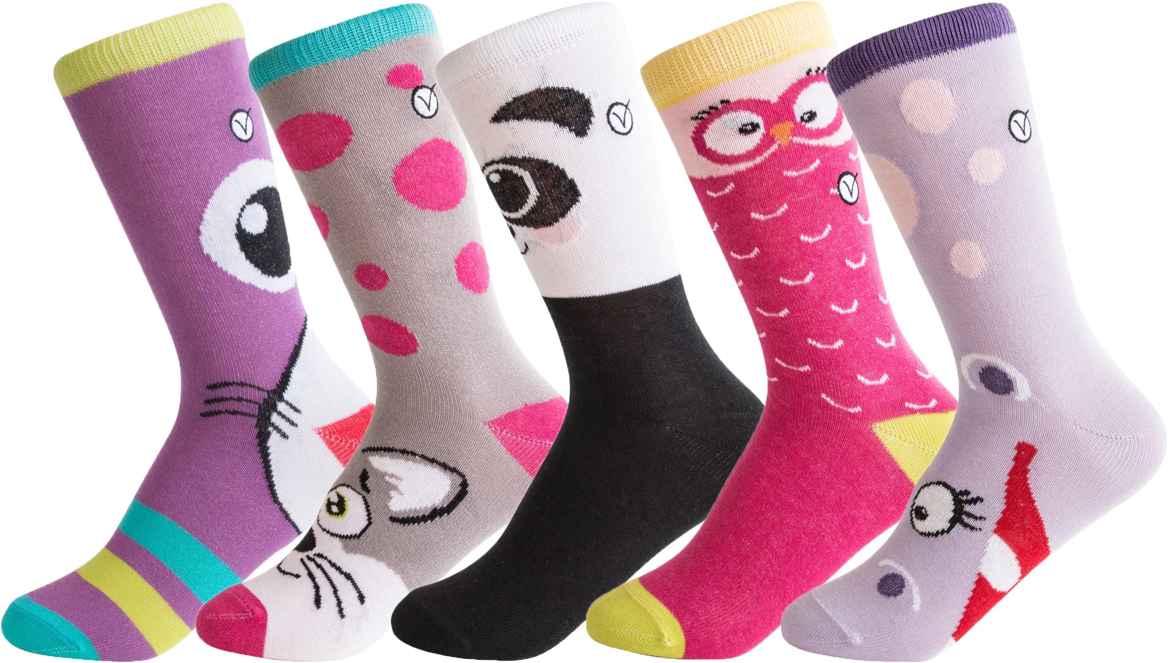 Girls Socks - Cute and Silly Cotton Socks for Girls - Stylish, Casual, Fun Footwear for Kids and Toddlers By VYBE (5 pack),Silly,Large (3-4)