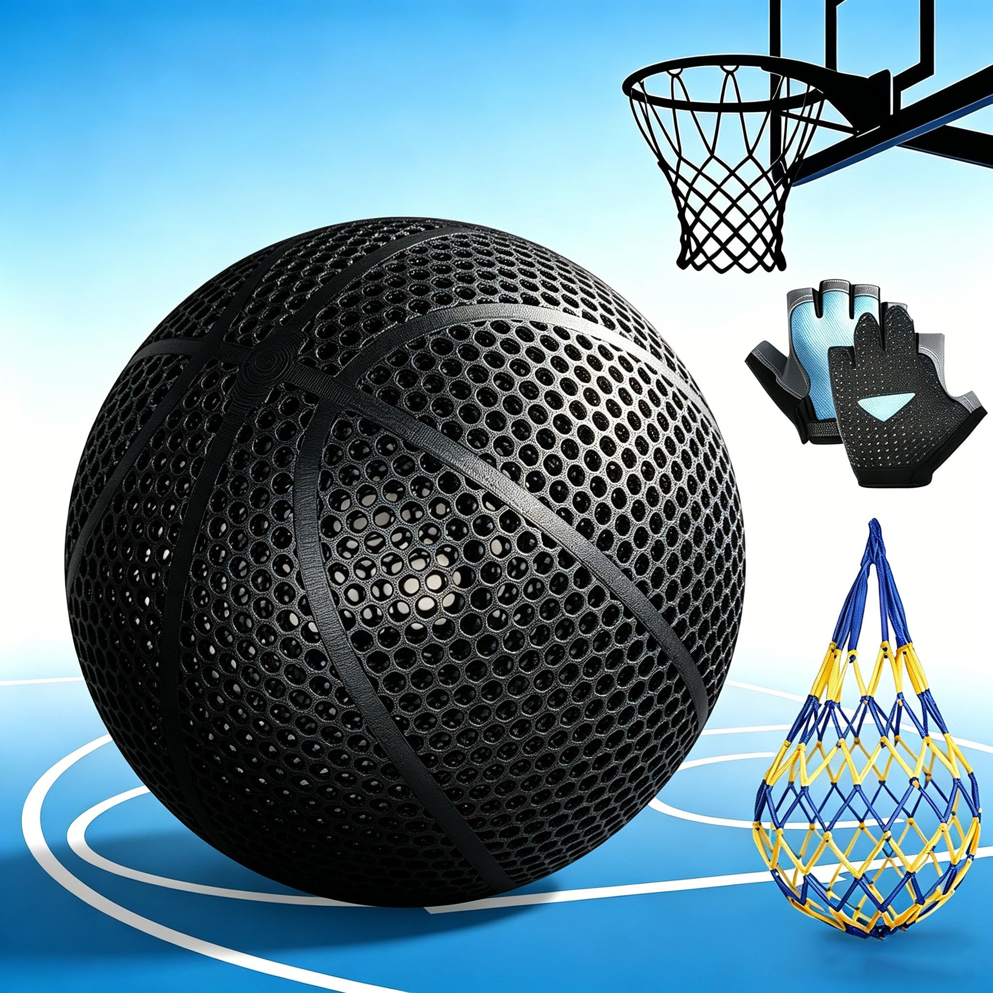 Photo 1 of Yurlidar 3D-Printed Airless Basketball,Official Size 7 No Pump Needed High Bounce and Quiet Basketballer Training and Dribbling Indoor Outdoor