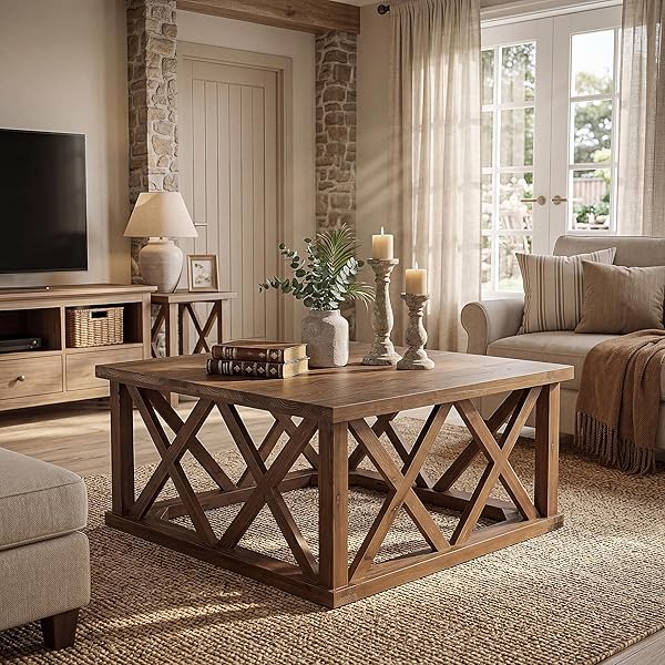 Solid Wood X-Frame Farmhouse Table