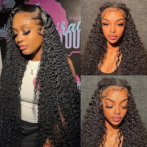 Miniatura 4 de ALLRUN Pelucas de cabello humano con encaje frontal de 4 x 4, 20 pulgadas, ondulado, brasileño, rizado, HD, con cierre de encaje, para mujeres