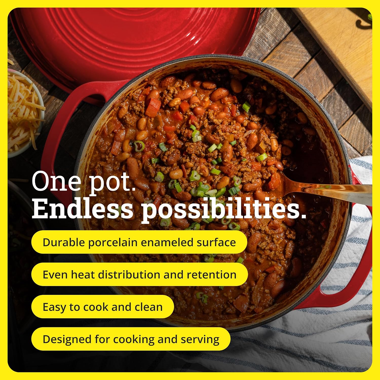 lodge essential enamel cast iron dutch oven with lid 7.5 quart - oven-safe enamel cookware up to 500° f - heat-retaining braising & roasting pot - non-toxic cookware - island spice red