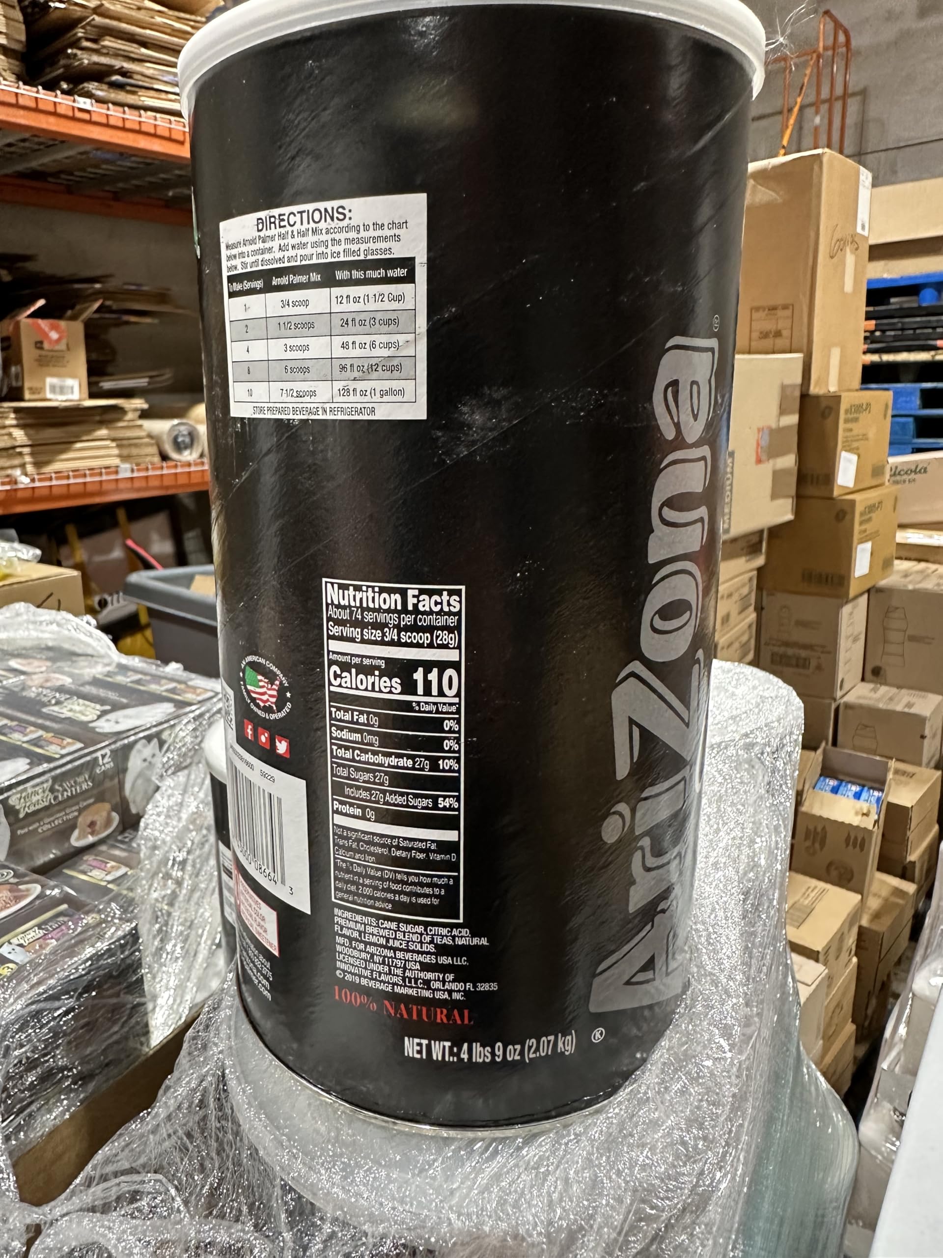 Arnold Palmer Half & Half Mix - 1/2 Tea and 1/2 Lemonade - 76.8 oz. canister. A1