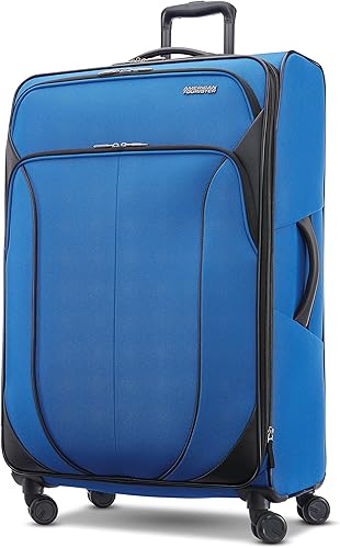 American Tourister 4 KIX 2.0 Expandable Softside Luggage with Spinner Wheels, 28 SPINNER, CLASSIC BLUE