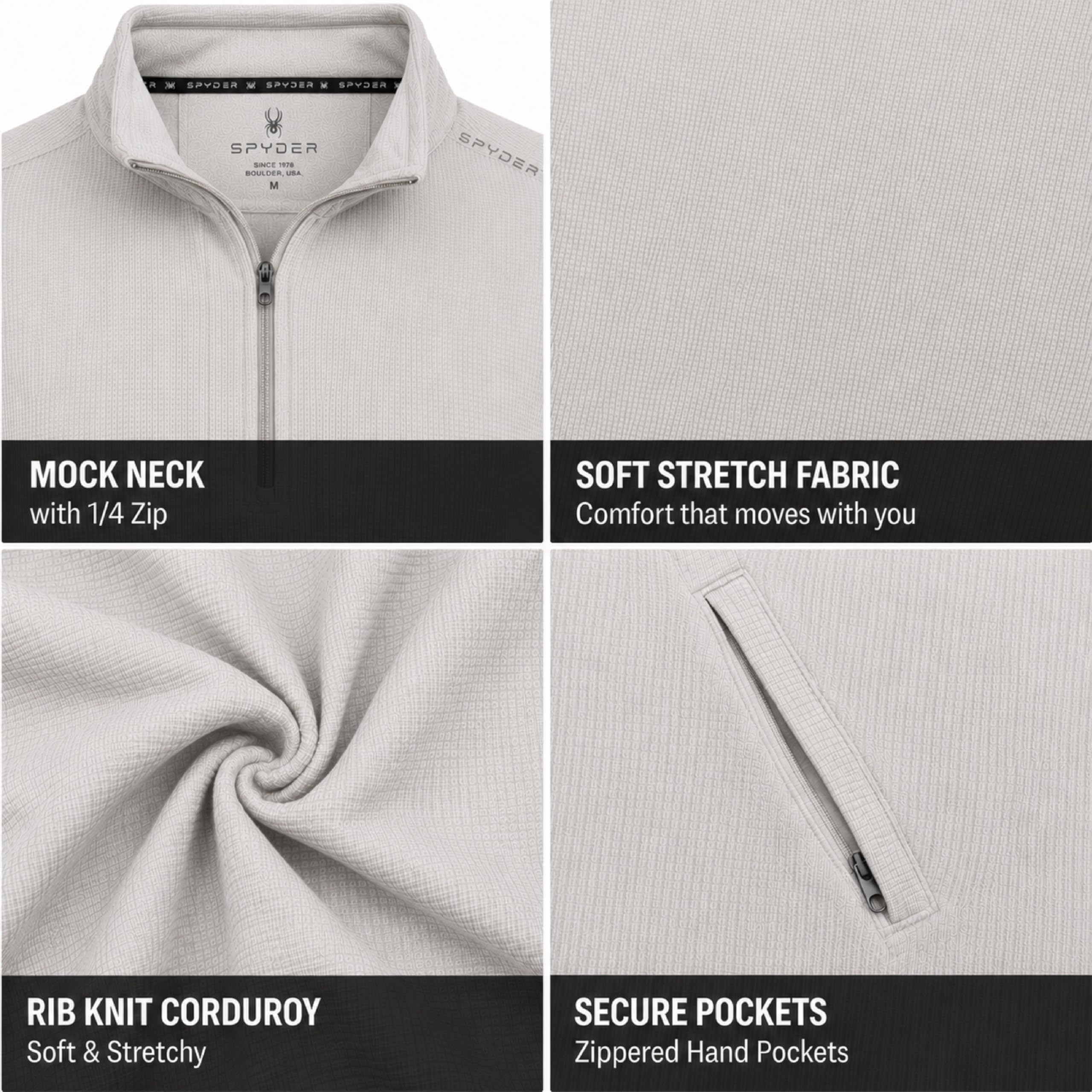 Spyder M Cut Fleece QTR Zip Cuello Alto con Cremallera de un Cuarto Hombre (Pack de 1)