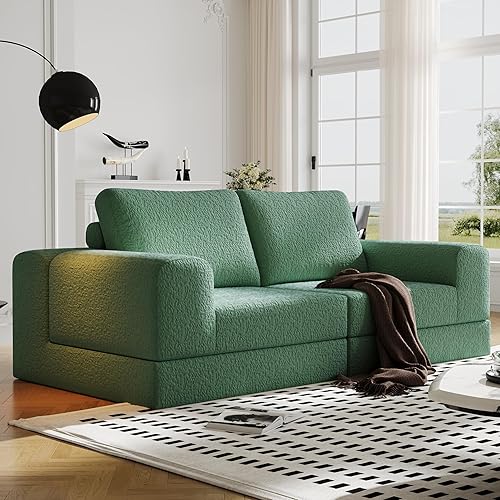 Cloud - Sofá modular modular combinado para sala de estar, sofá modular único de tela de punto con 2 almohadas, sofá modular cómodo de 2 plazas sin