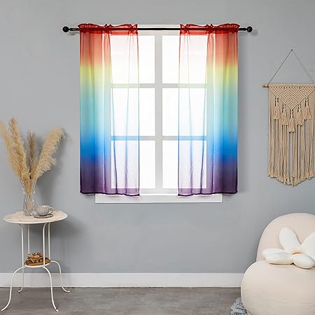 Tende Voile Trasparenti Con Stampa Girasoli 200x270 Cm - Tende Eleganti Con Tasca Per Asta Per Camera E Soggiorno - Foto 11