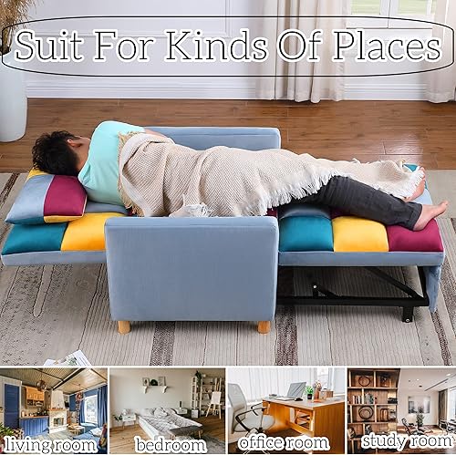 Miniatura 3 de Silla de cama multifuncional convertible de terciopelo ajustable individual extraíble con lumbar para estudio, apartamento, dormitorio, oficina,