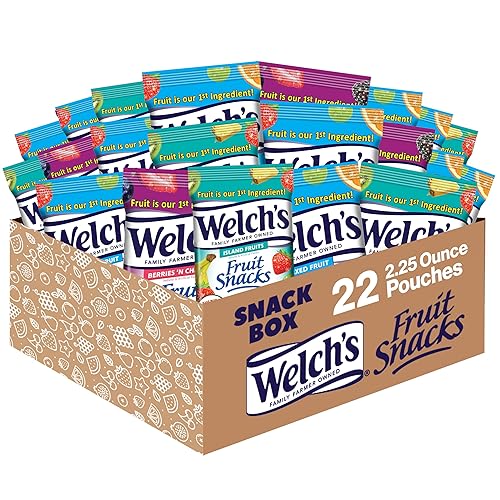 Welch's Snacks de frutas, paquete variado con frutas mixtas, frutas de la isla y bayas y cerezas, sin gluten, bolsas de 2.25 onzas (paquete de 22)