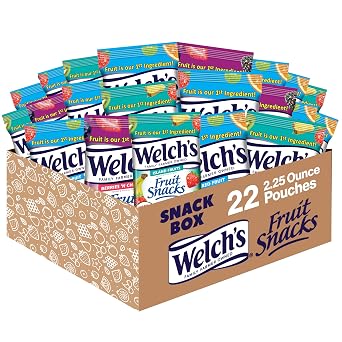 Welchs Fruit Snacks, Variety Pack with Mixed Fruit, Island Fruits & Berries n Cherries, Gluten Free, 2.25 oz Bags Pack of 22