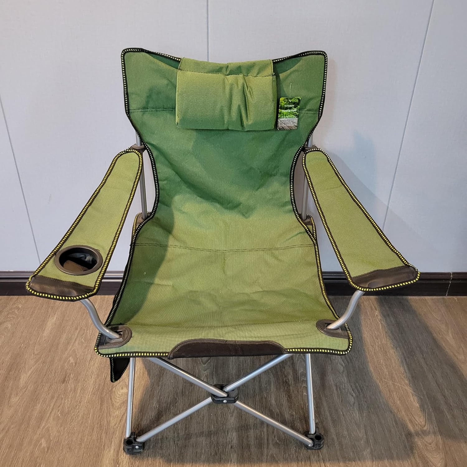 WFYJQZC Camping Furniture, Portable Folding Camping Chair with Headrest, Outdoor Chair with Cup Holder, 300lbs Capacity for Camping, Hiking, Fishing