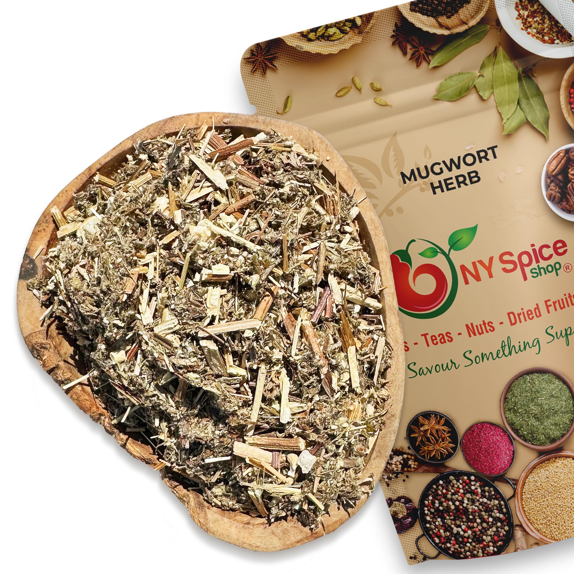 NY Spice Shop Cut & Sifted Dried Mugwort Leaves - 1 Pound Natural Artemisa Hierba Seca - Dried Mugwart - Herb Dried Tea (Artemisia vulgaris L.) - Herb Loose Leaves for Herbal Tea