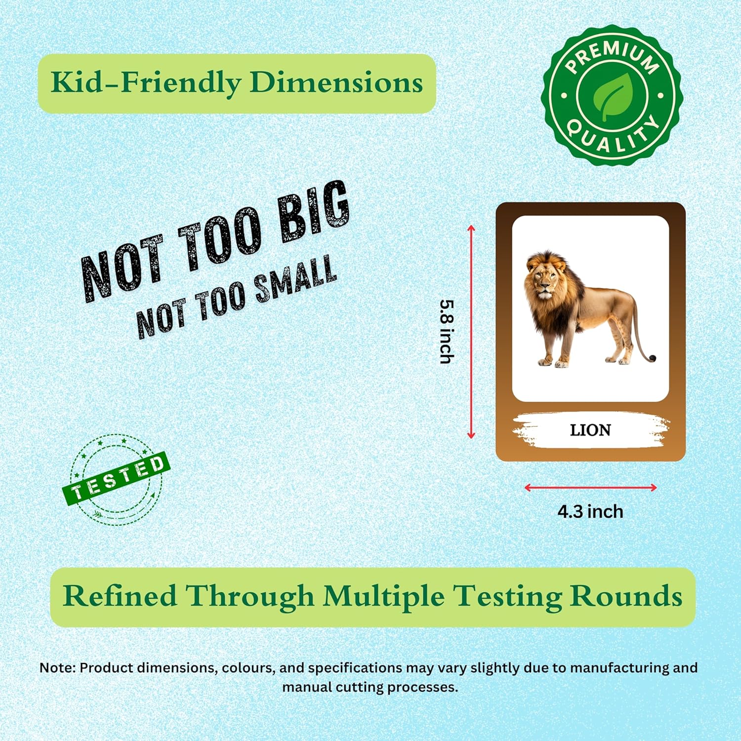 Animals Flashcards – Non-Tearable Synthetic Learning Cards for Toddlers, Preschool & Kindergarten, Double-Sided Set