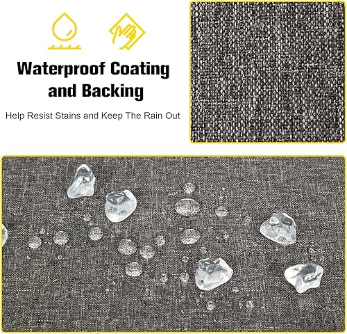 Miniatura 4 de KINTNESS Fundas de cojín de repuesto para sofá modular de ratán de 7 piezas, 14 fundas impermeables para cojines de patio con cremallera (gris