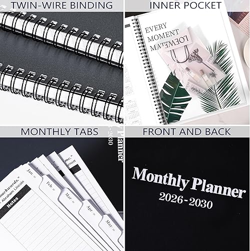 Miniatura 5 de Agenda mensual 2026-2030, enero de 2026 a diciembre de 2030, agenda mensual de 5 años con pestañas y citas de celebridades, 9 x 11 pulgadas, citas
