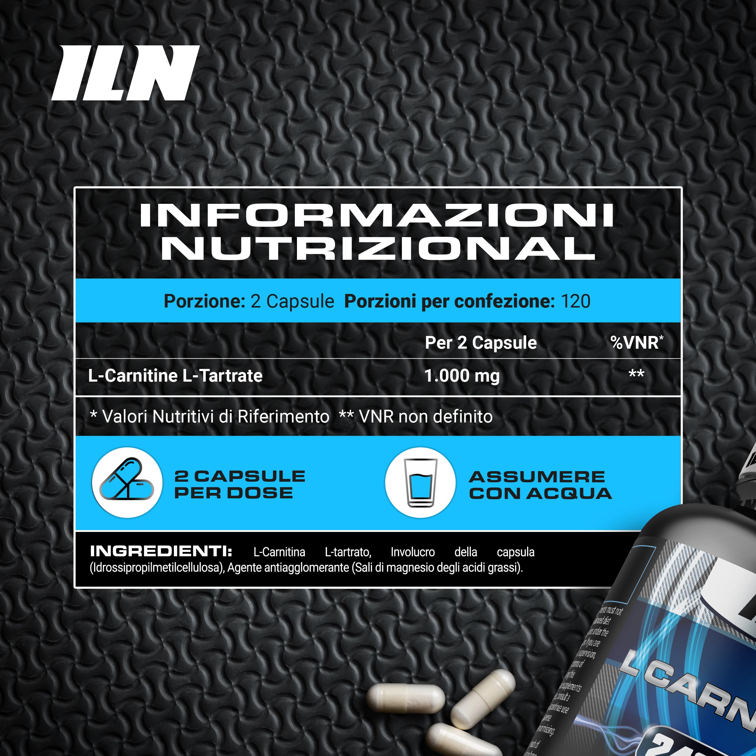 L-Carnitina – 1000mg L-Carnitina L-Tartrato – 240 Capsule Vegane