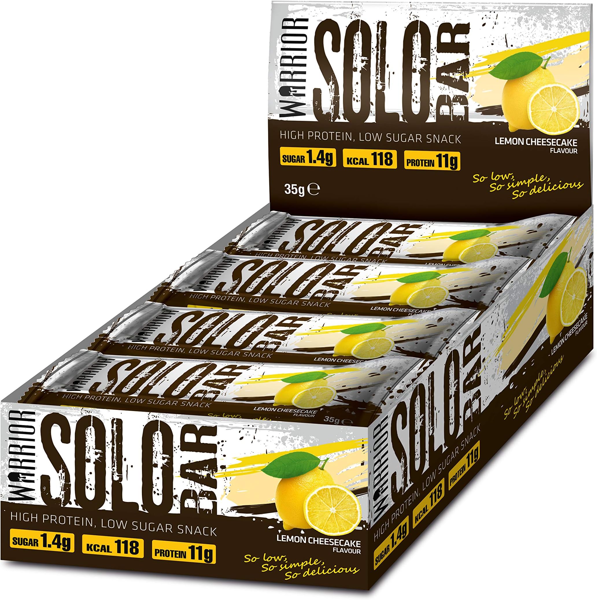 Warrior Solo Protein Bars Box of 12 High Protein Low Carb Bars (Lemon Cheesecake) P35654