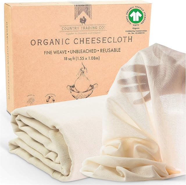 Muslin Cloths for Cooking, Certified Organic Cheese Cloths for Straining, Fine Reusable (Large Cut 1.5m x 1.0m)