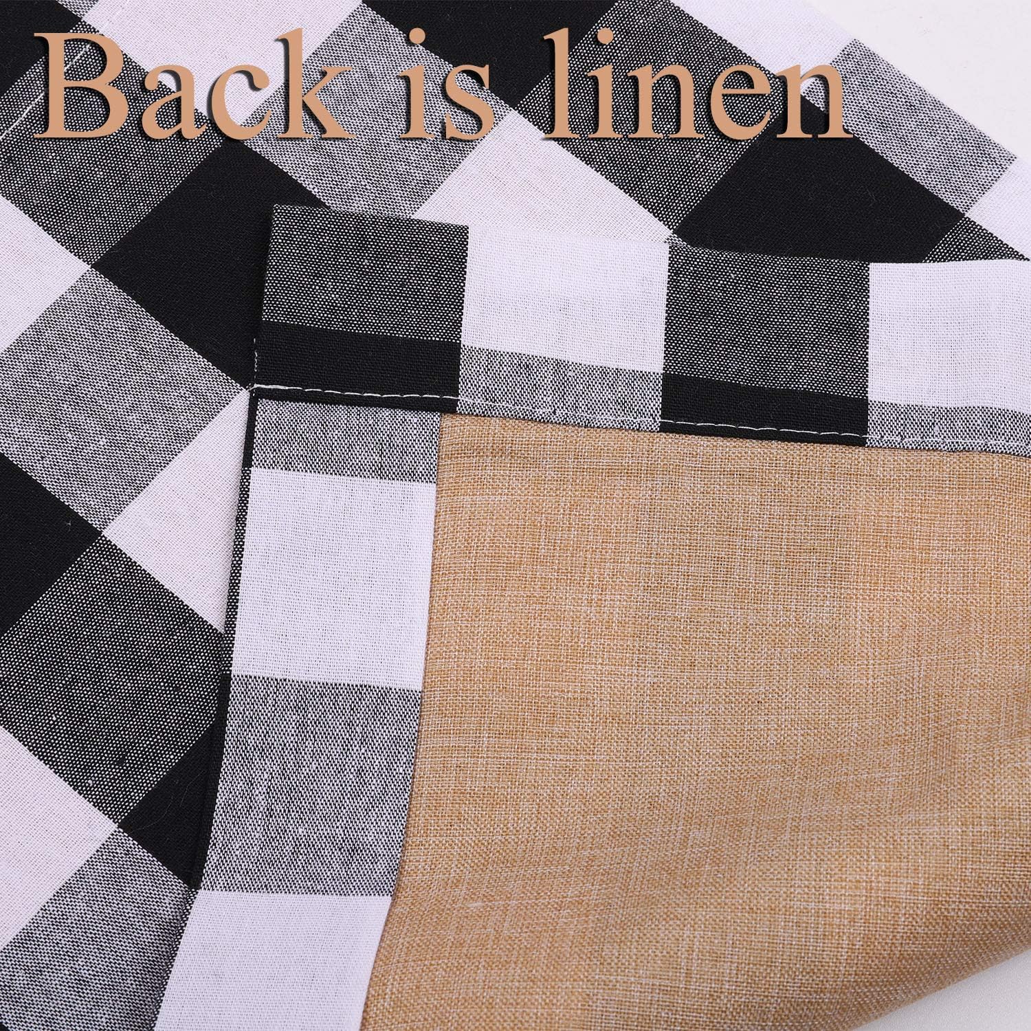 Aneco 6 Pack Buffalo Plaid Placemat Double Layer Burlap Cotton Placemats 18 x 12 Inches Plaid Placemats Decorative Kitchen Cotton Table Placemats Black and White